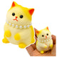 Sensory Squishy Soft Kitten With Pearls White And Yellow 7.5cm