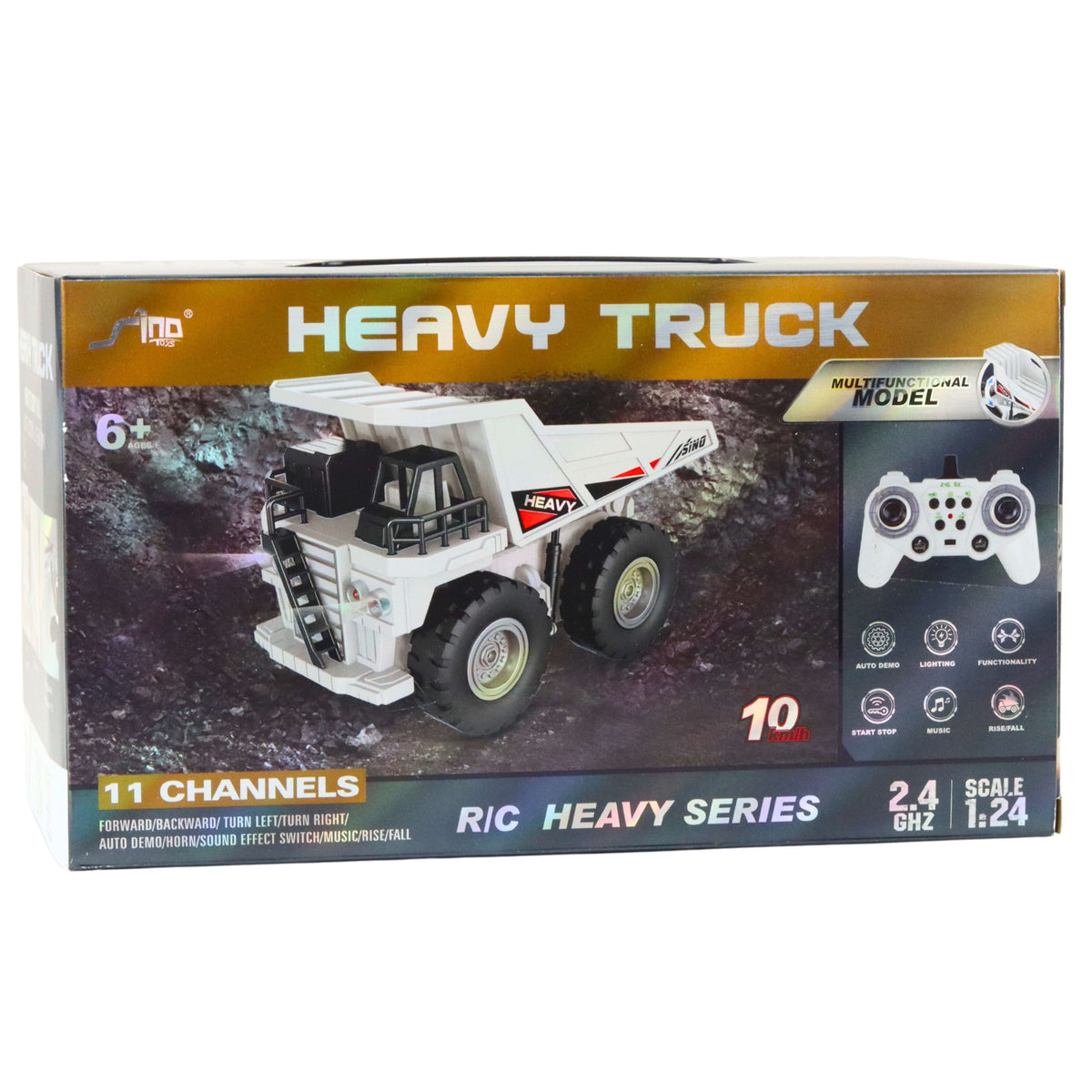 Rc Remote Controlled Dump Truck With Lights And Sounds White 1:24