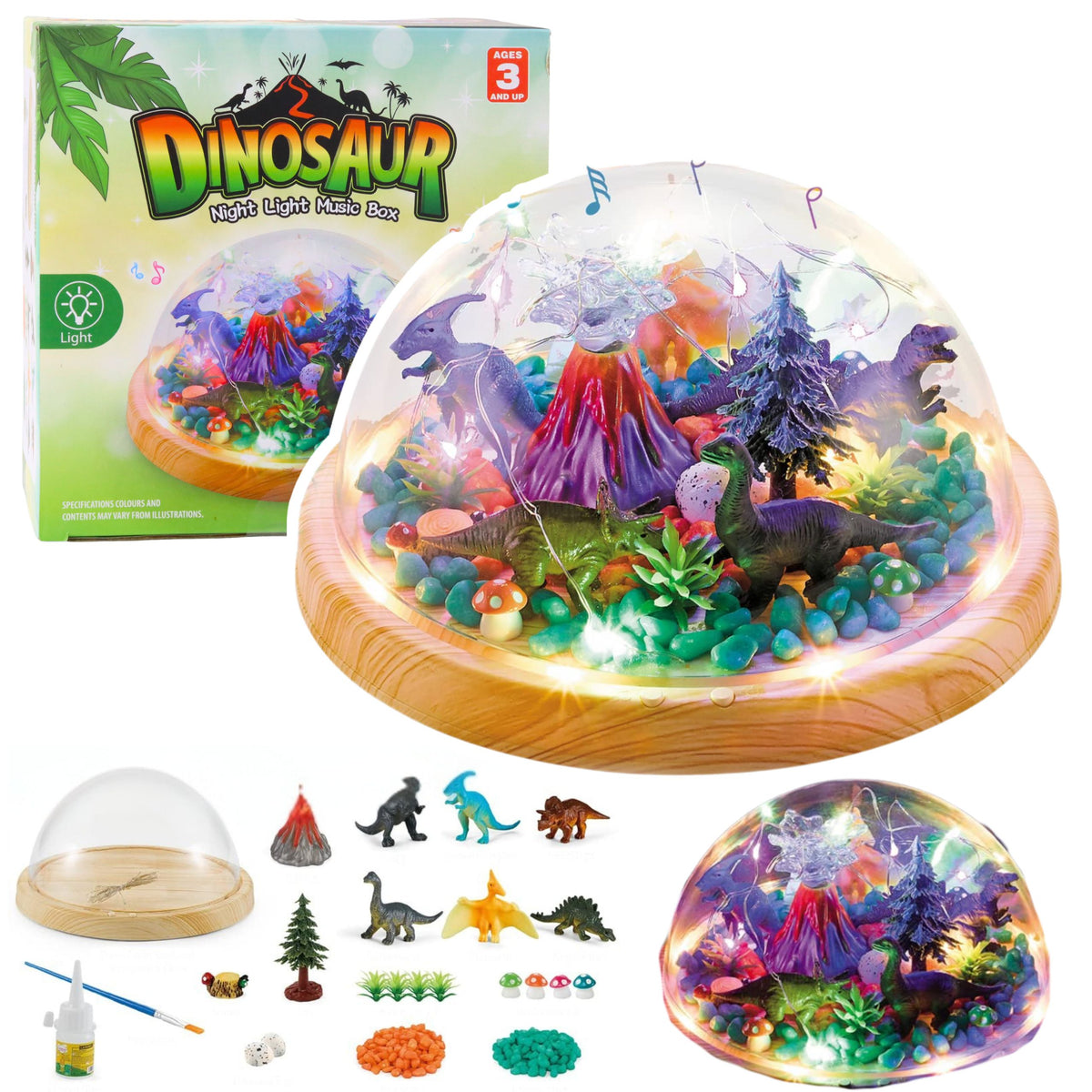 Diy Dinosaur Terrarium Creative Kit With Dome Night Light