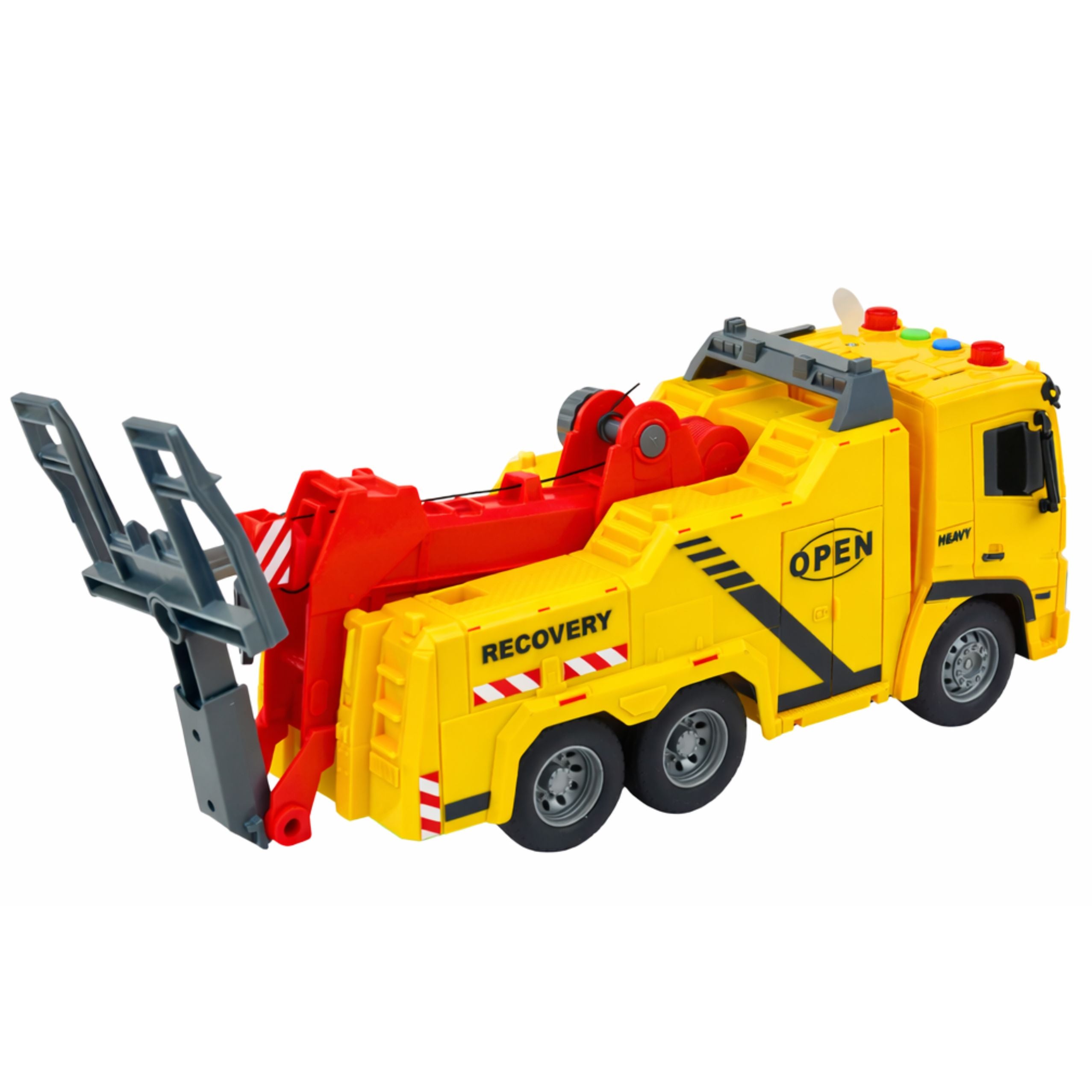 Car Tow Truck Roadside Assistance Hook Platform Lights Sounds 1:16