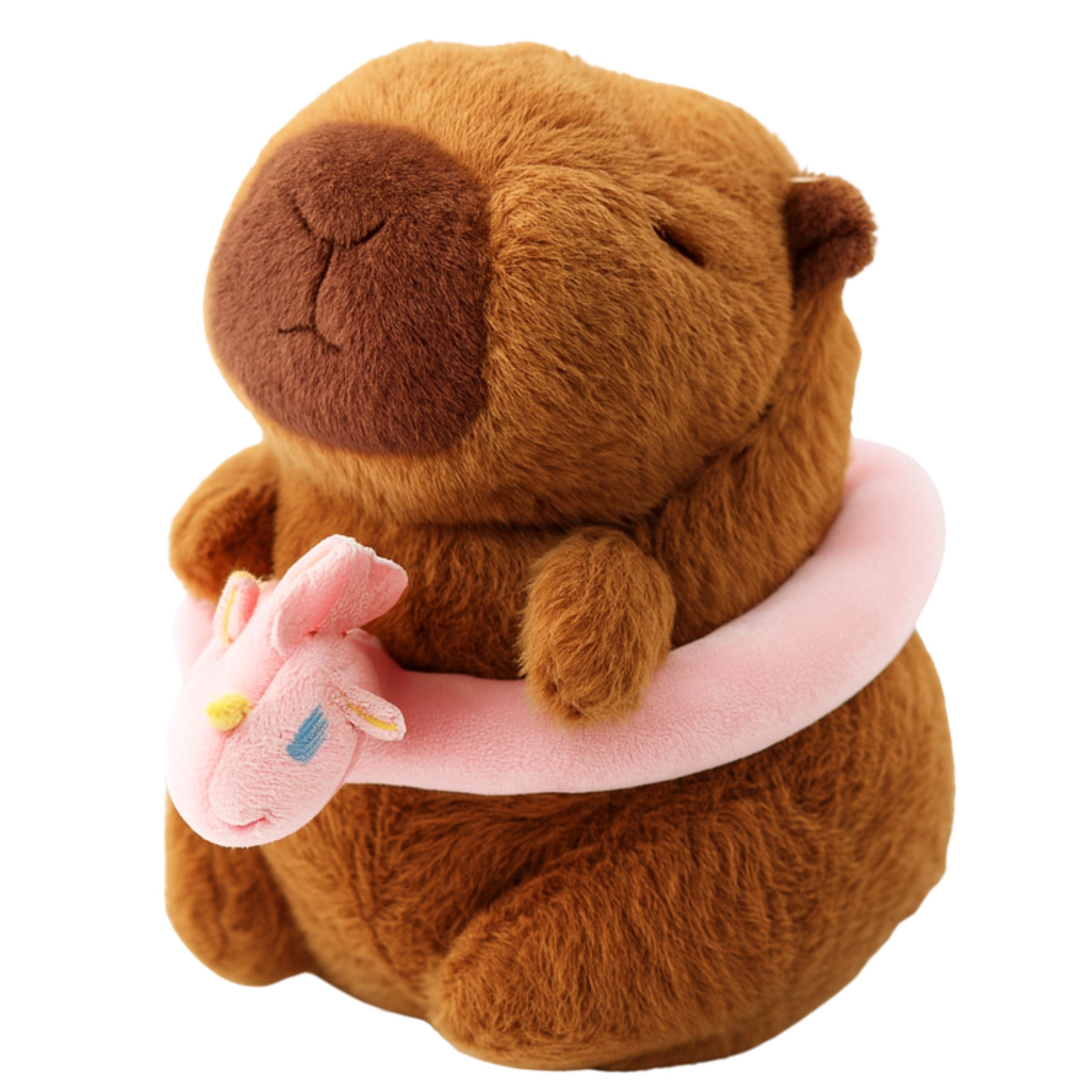 Plush Capybara Pink Lifebuoy With Unicorn Brown 20cm