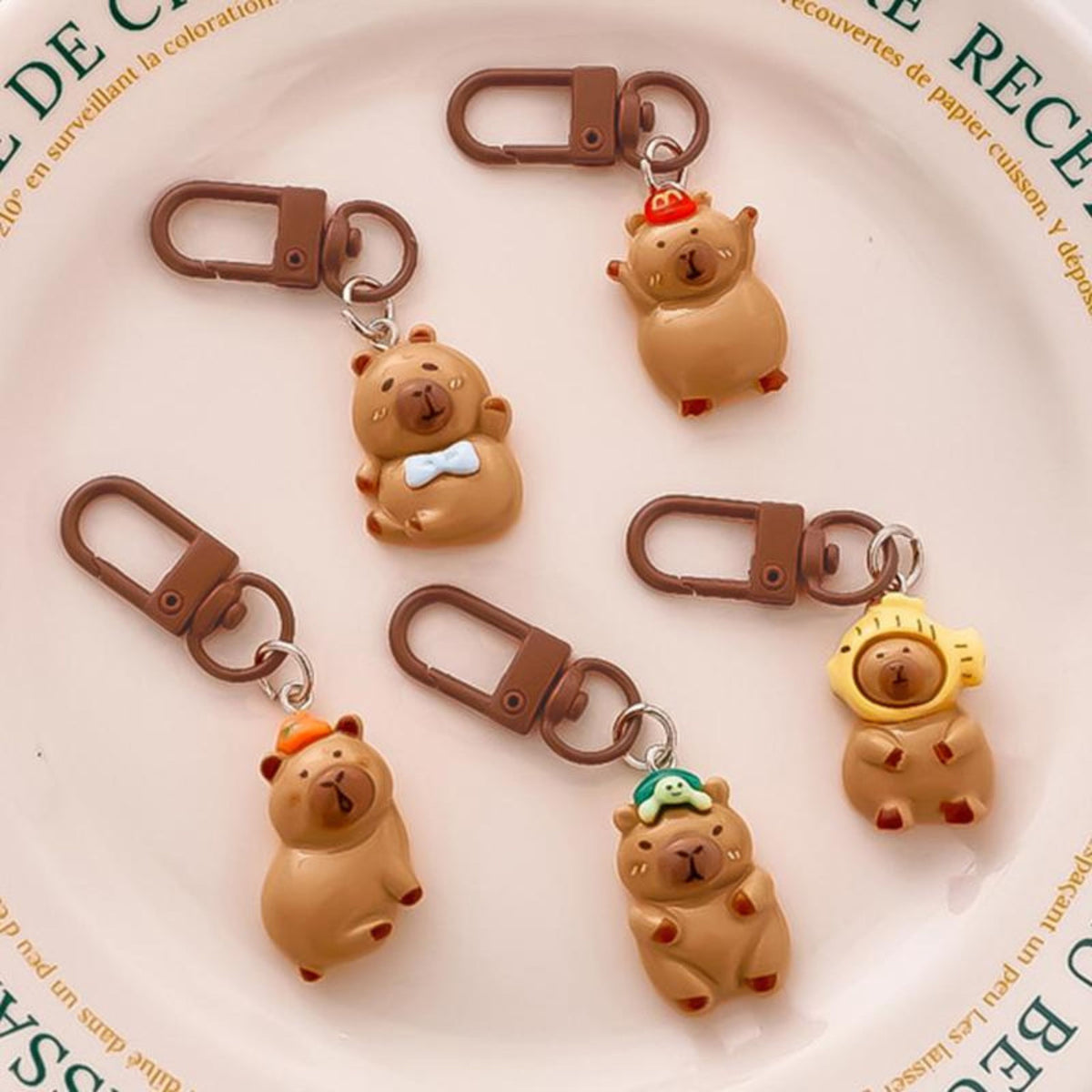 Sæt Mini Capybara Nøgleringe Figurer Nøgledekorationer 4 Stk.