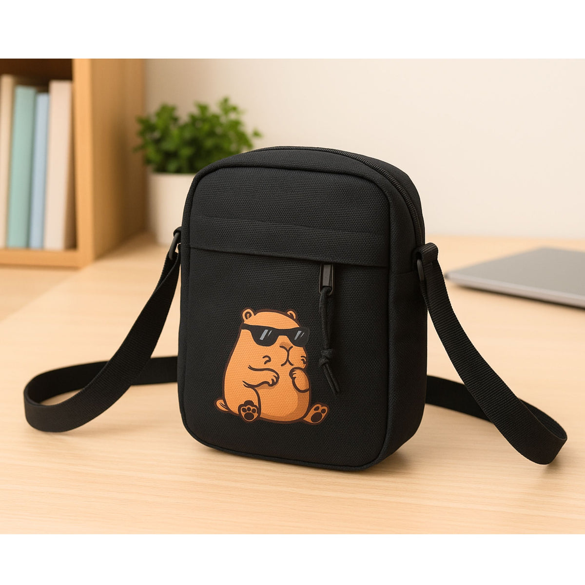 Bolsa de Ombro Capivara Alça Ajustável Preta 19,5 X 14 Cm