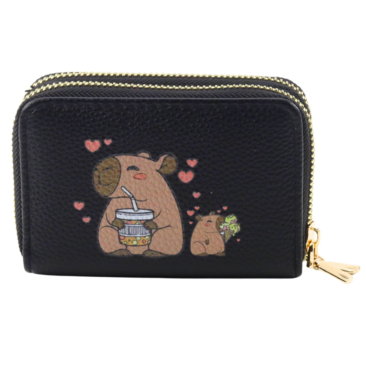 Dvoukomorová peněženka s přihrádkami na karty Kapybara Black 12,5 x 8,5 cm
