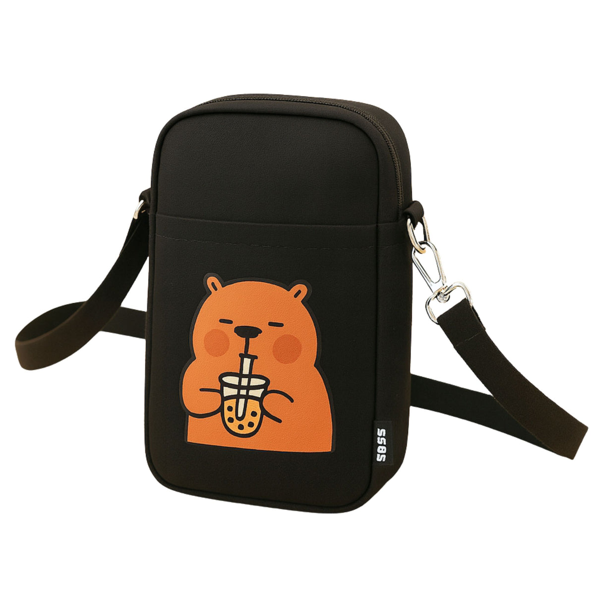Mála Gualainn Capybara Strap Inchoigeartaithe Dubh 20 X 14.5 Cm