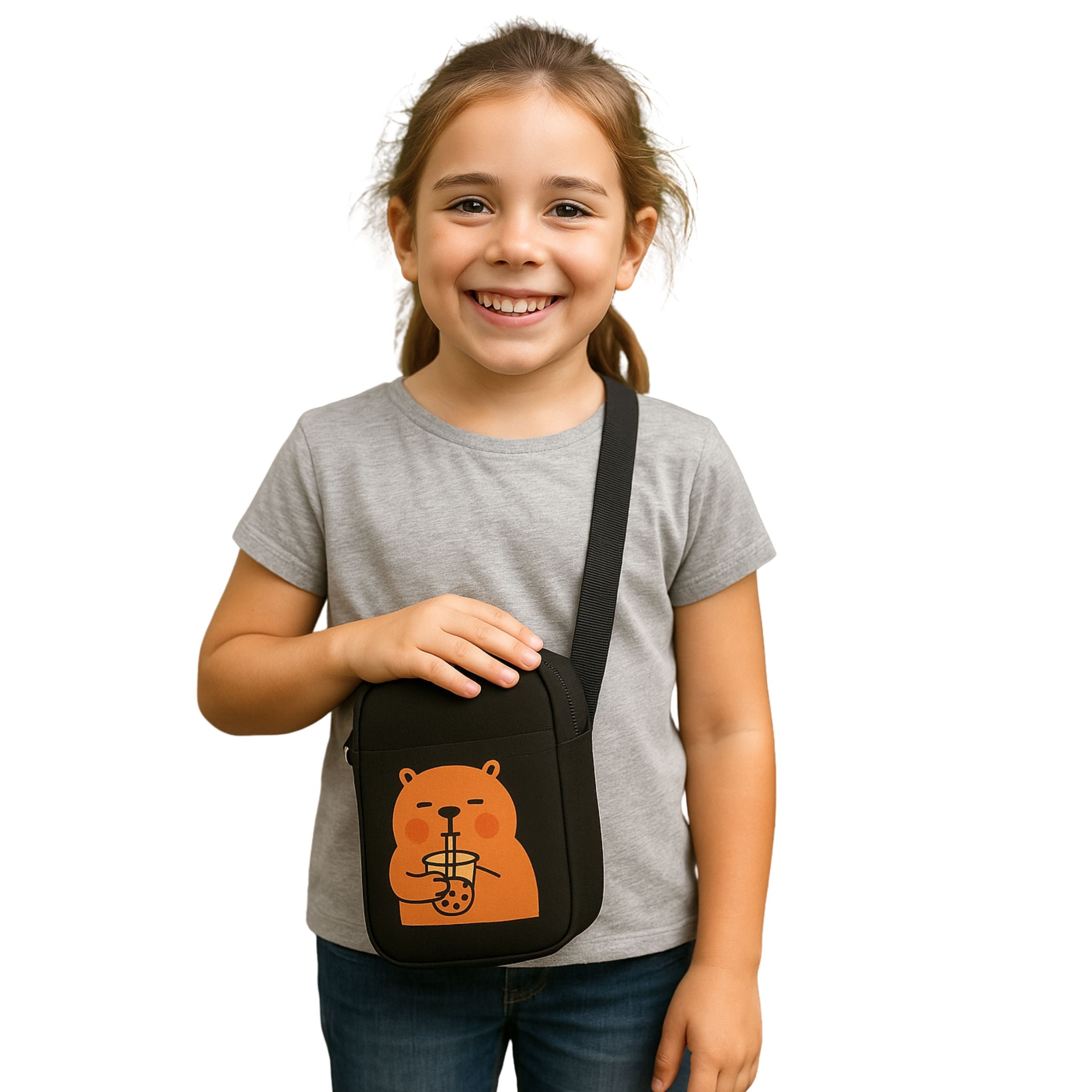 Capybara Shoulder Bag Adjustable Strap Black 20 X 14.5 Cm