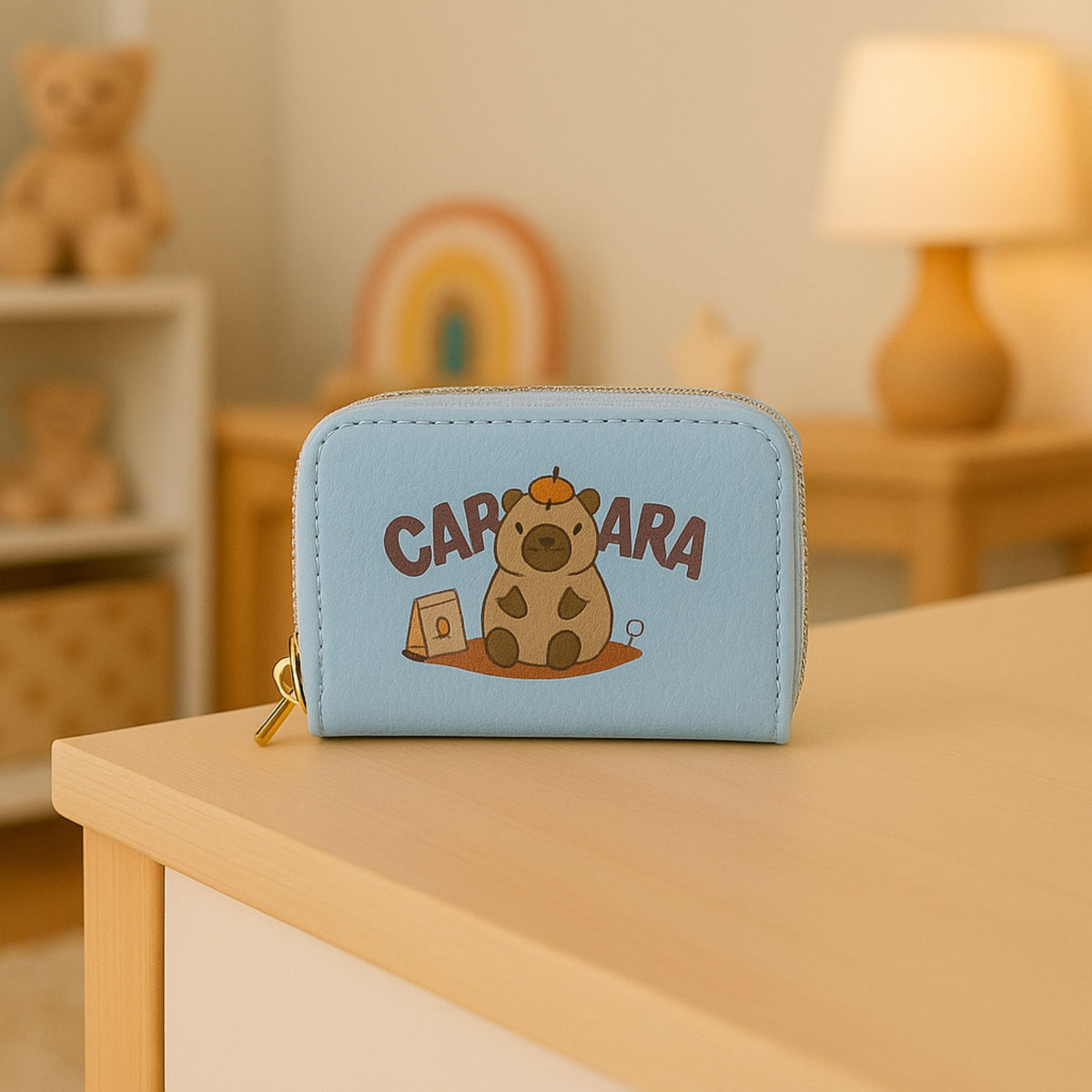 Two-compartment Wallet With Card Compartments Kapybara Blue 12.5 X 8.5cm