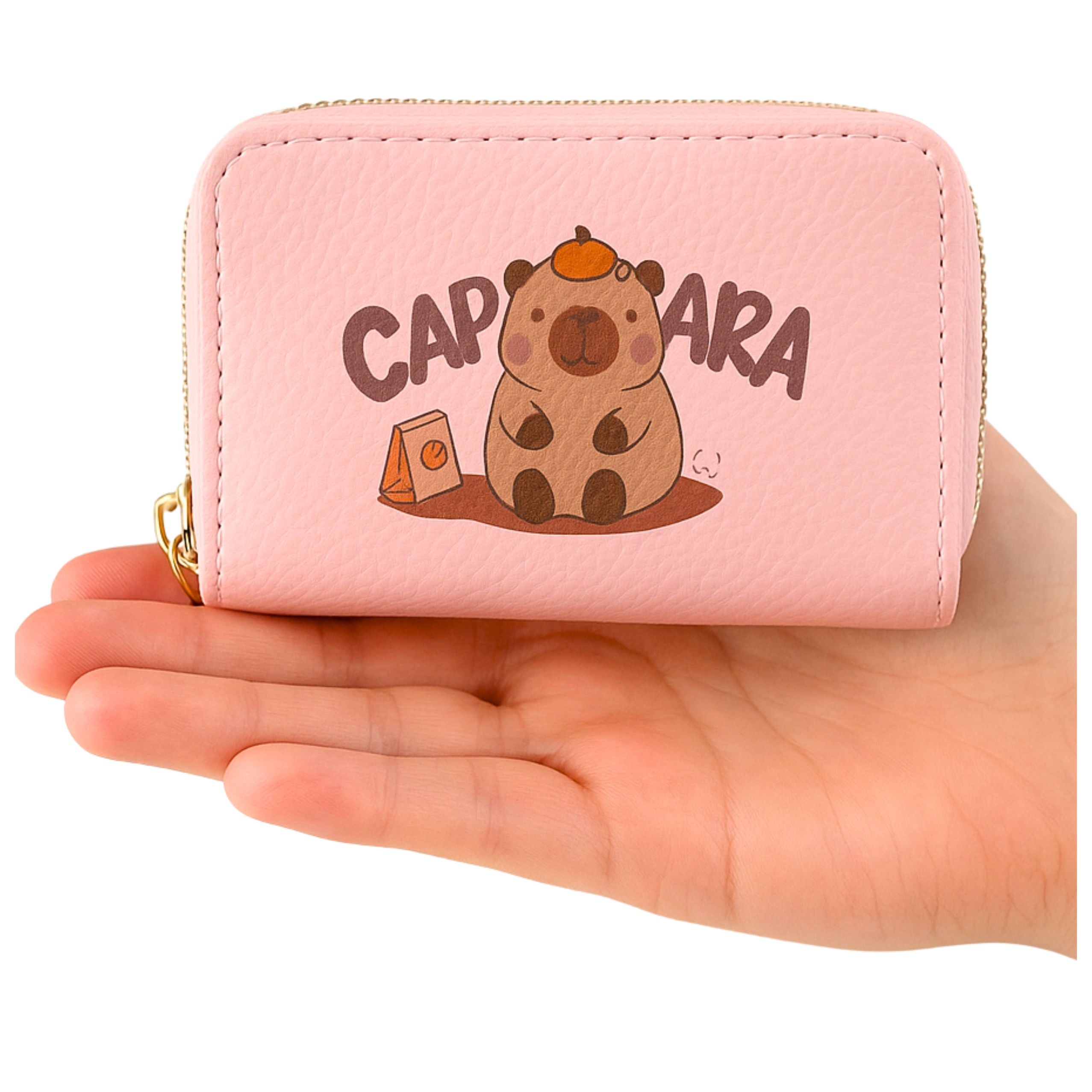 Two-compartment Wallet With Card Compartments Capybara Pink 12.5 X 8.5cm
