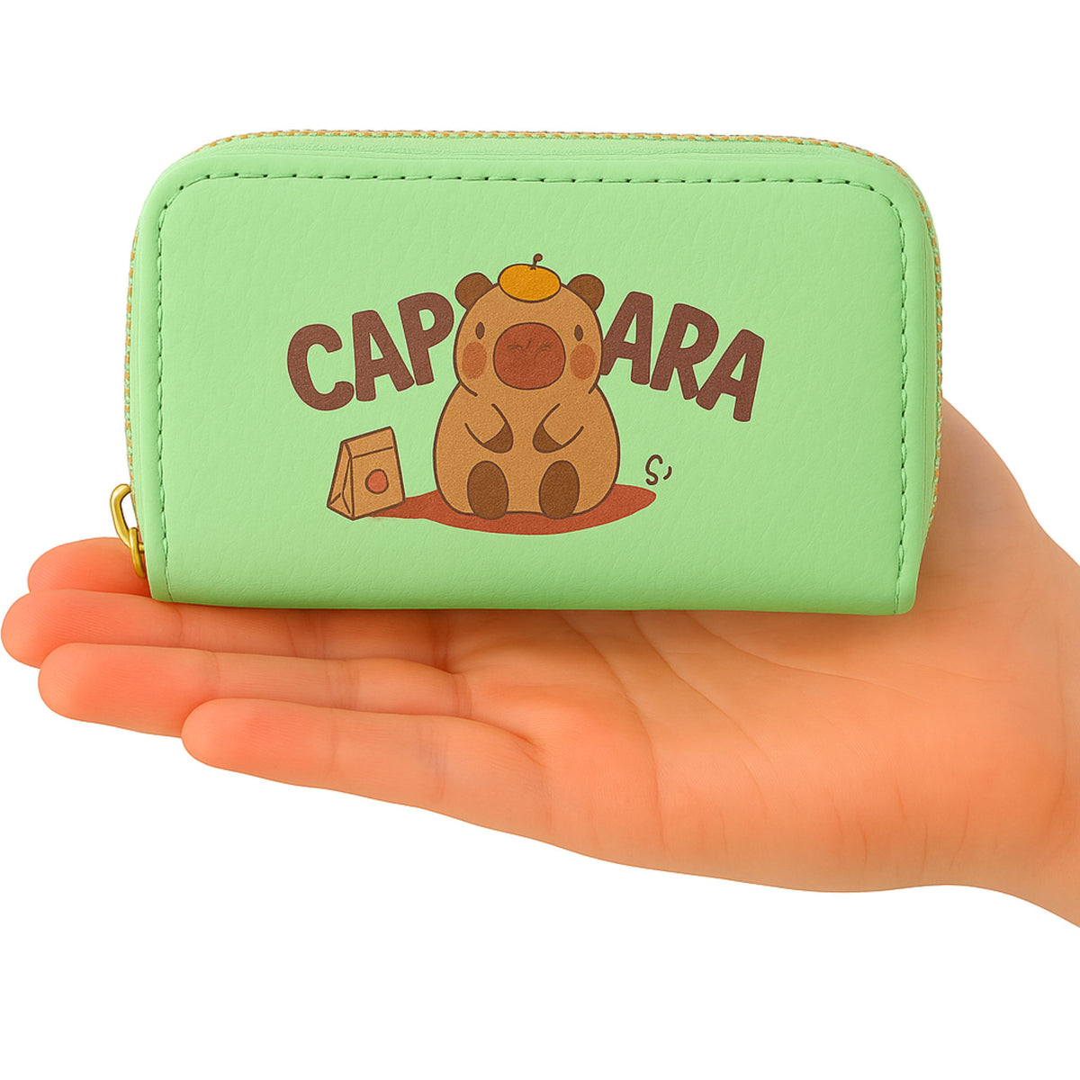 Two-compartment Wallet With Card Compartments Kapybara Green 12.5 X 8.5cm
