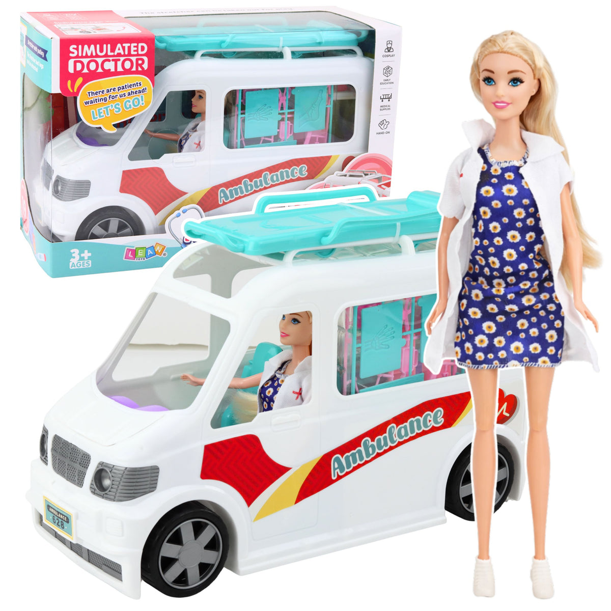 Mobile Hospital Ambulance With Stretcher 2in1 Doll Doctor Accessories