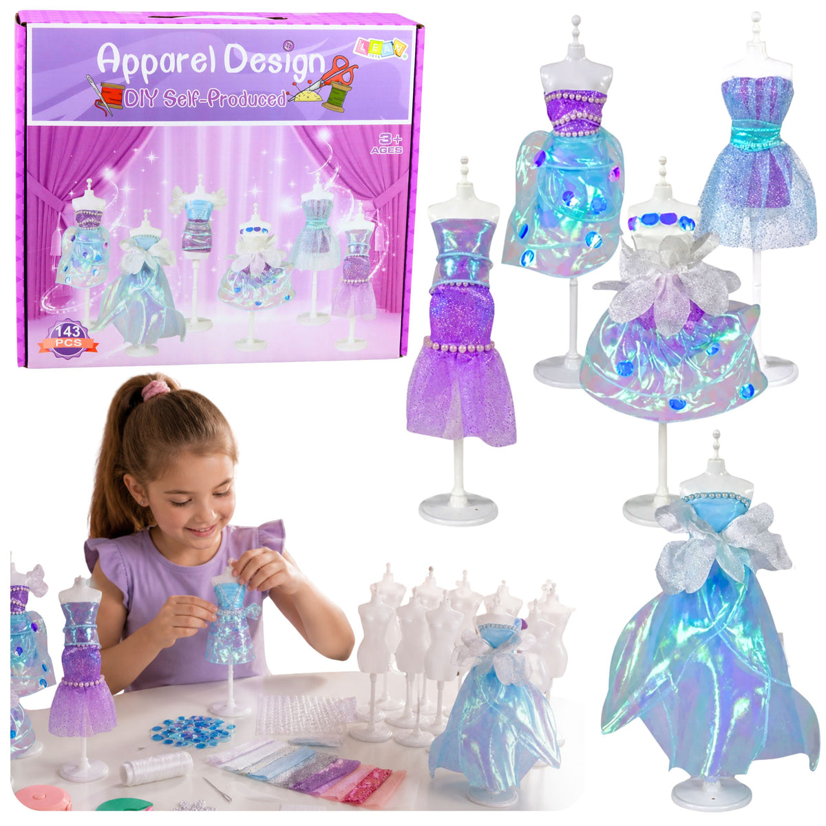 Diy Doll Dress Sewing Kit Little Fashion Designer 143 Pcs.