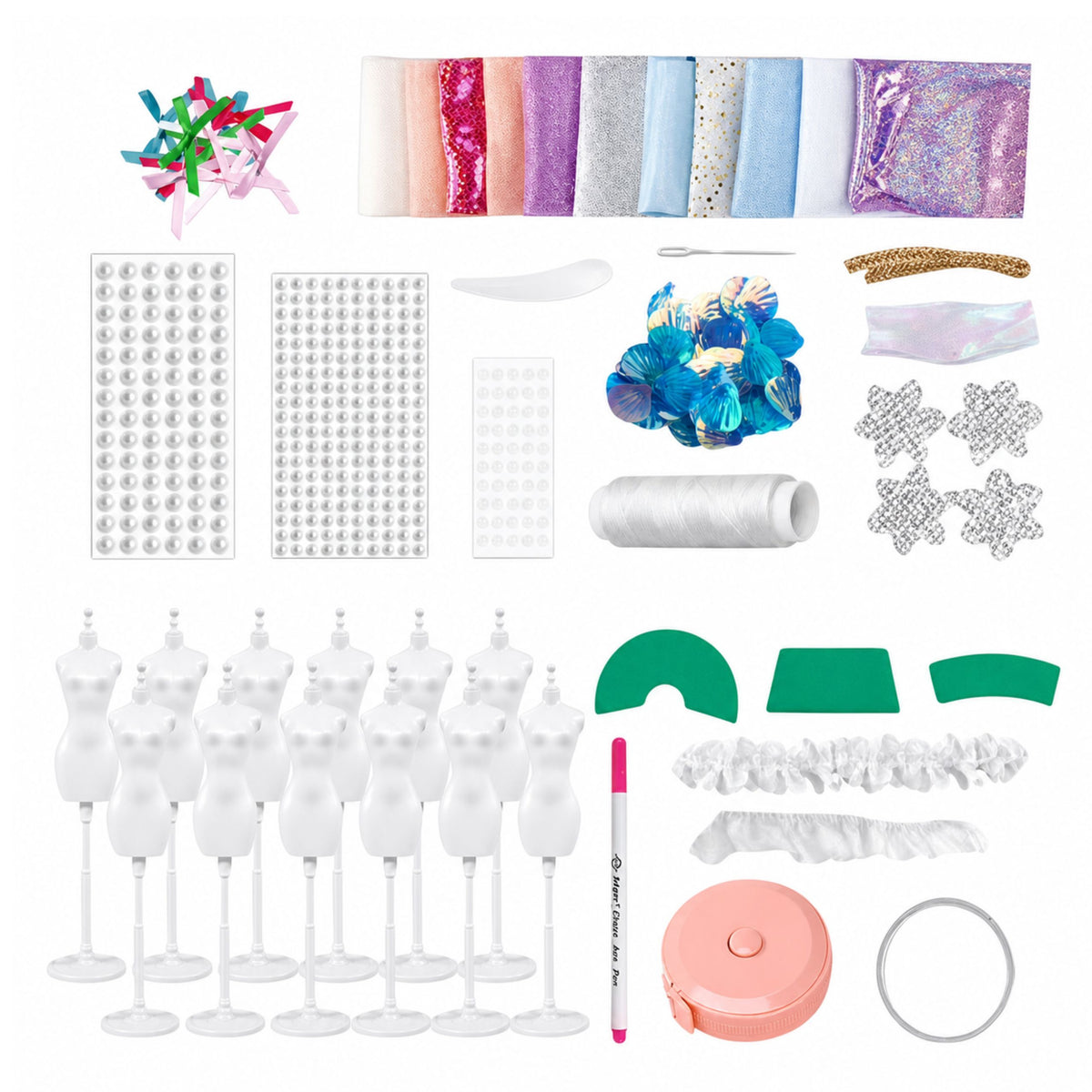 Diy Doll Dress Sewing Kit Little Fashion Designer 143 Pcs.