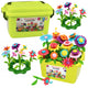 Construction Blocks Flowers Colorful Flower Garden In Box 73 Pcs.