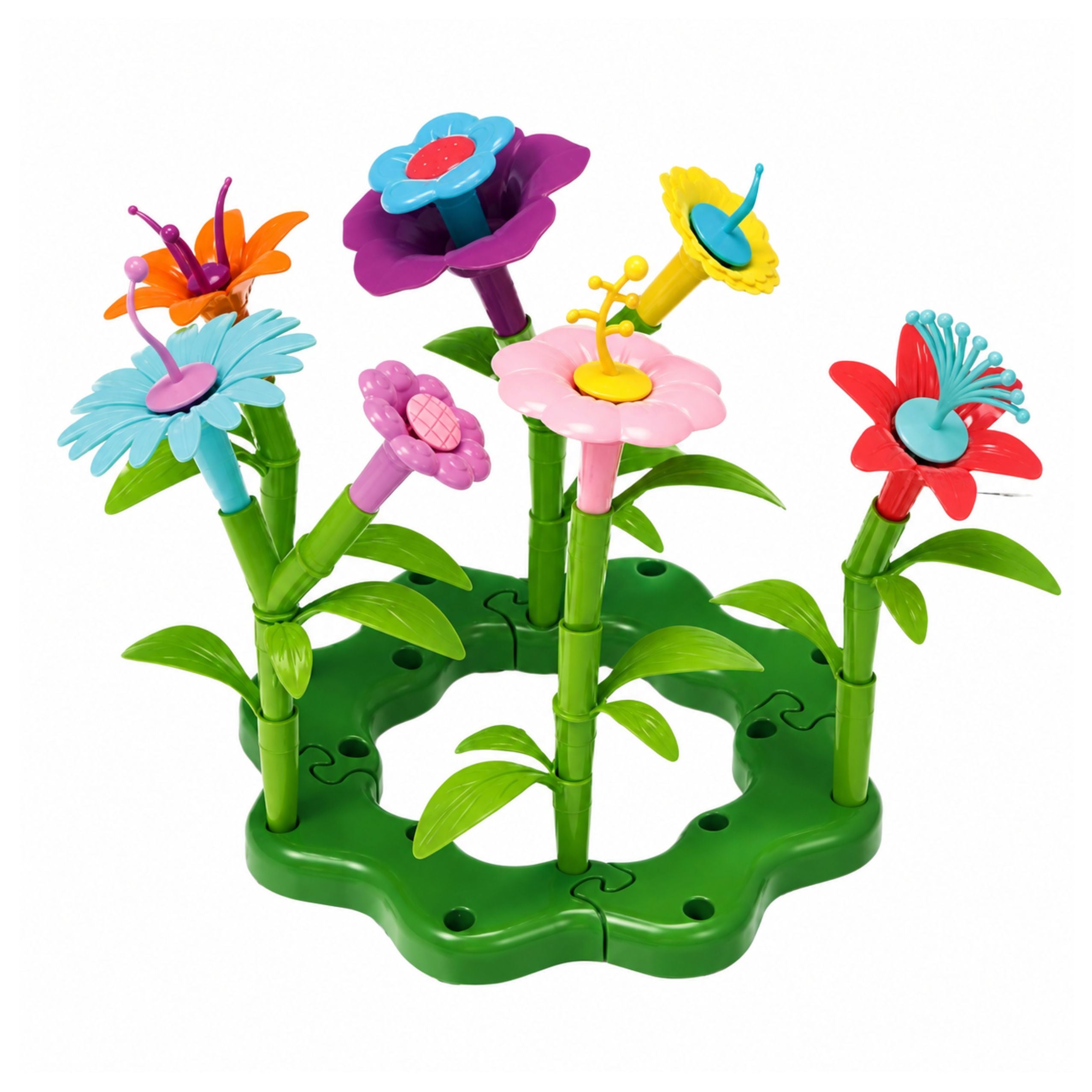 Construction Blocks Flowers Colorful Flower Garden In Box 73 Pcs.