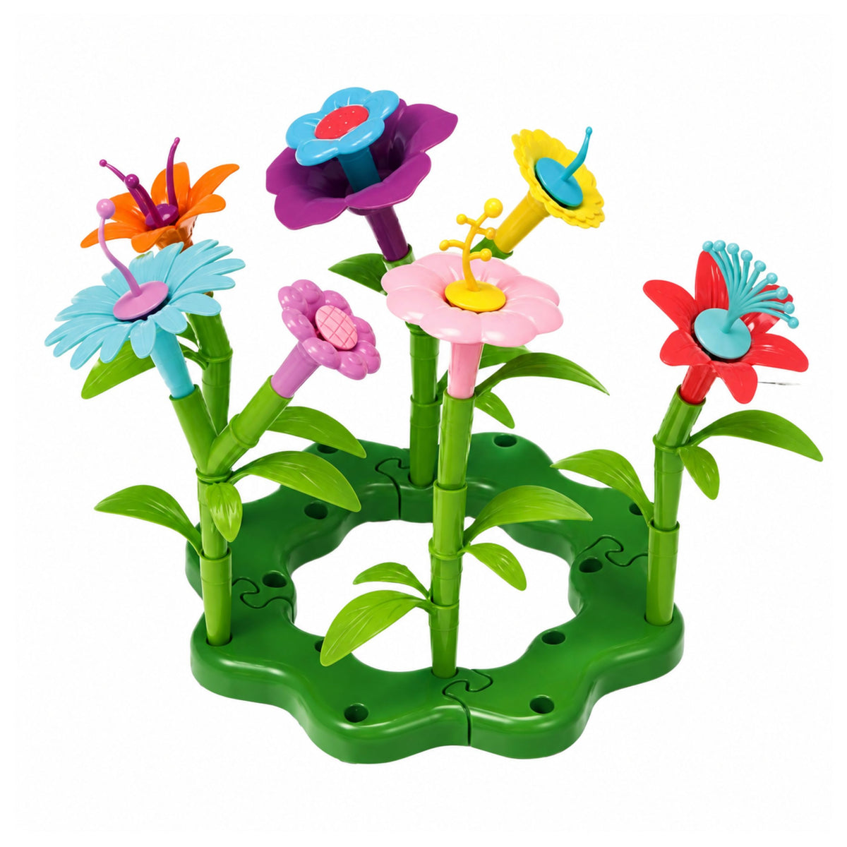 Construction Blocks Flowers Colorful Flower Garden In Box 73 Pcs.