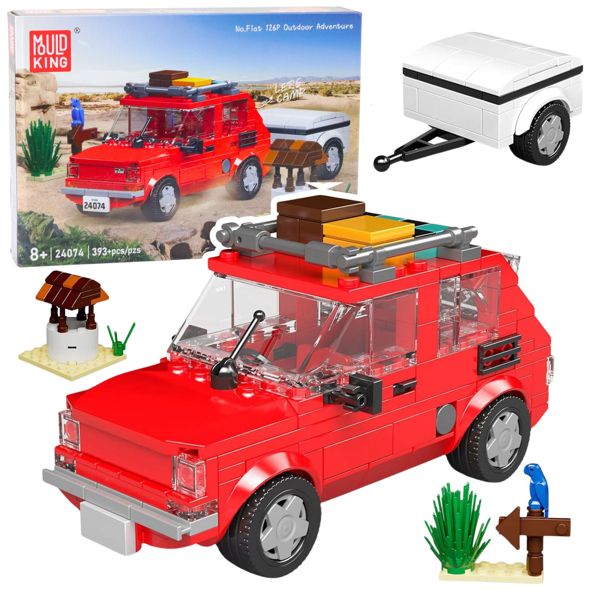 Construction Brick Set Car Fiat 126 Maluch With Trailer 393 Pcs.