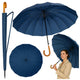 Large Automatic Umbrella With Shoulder Cover 24-rib Navy Blue 115 Cm