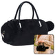 Plush Cat-shaped Handbag With Chain Handles Black