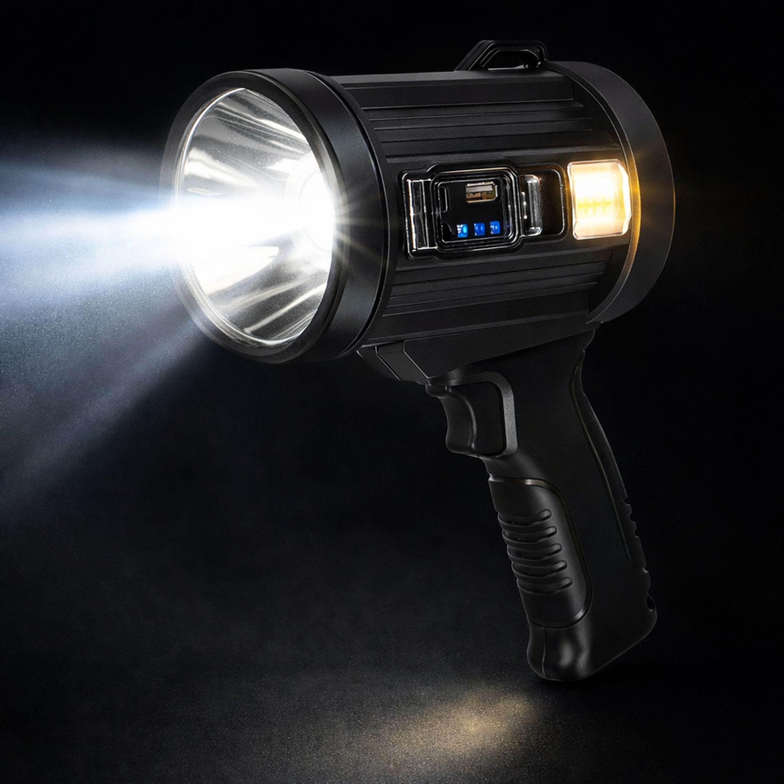 Led Solar Searchlight Flashlight 6 Modes Powerbank Interchangeable Filters