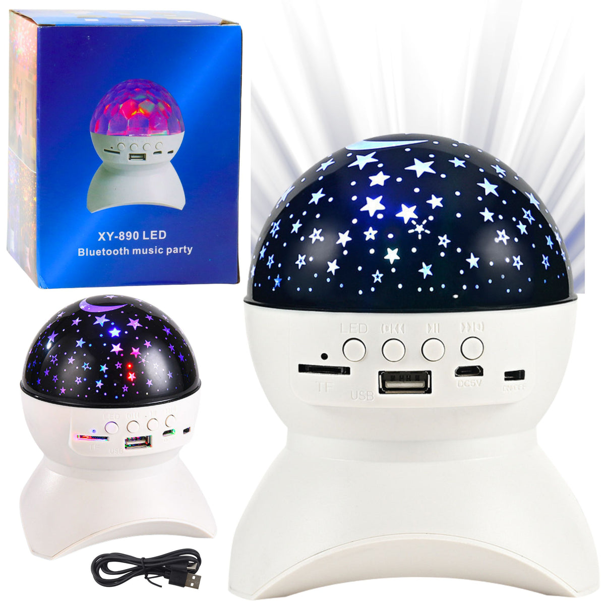 Night Light Star Projector 3-in-1 Bluetooth Led Speaker White