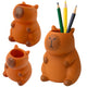 Capybara Pen Holder Figurine Organizer Brown 10 X 7 Cm