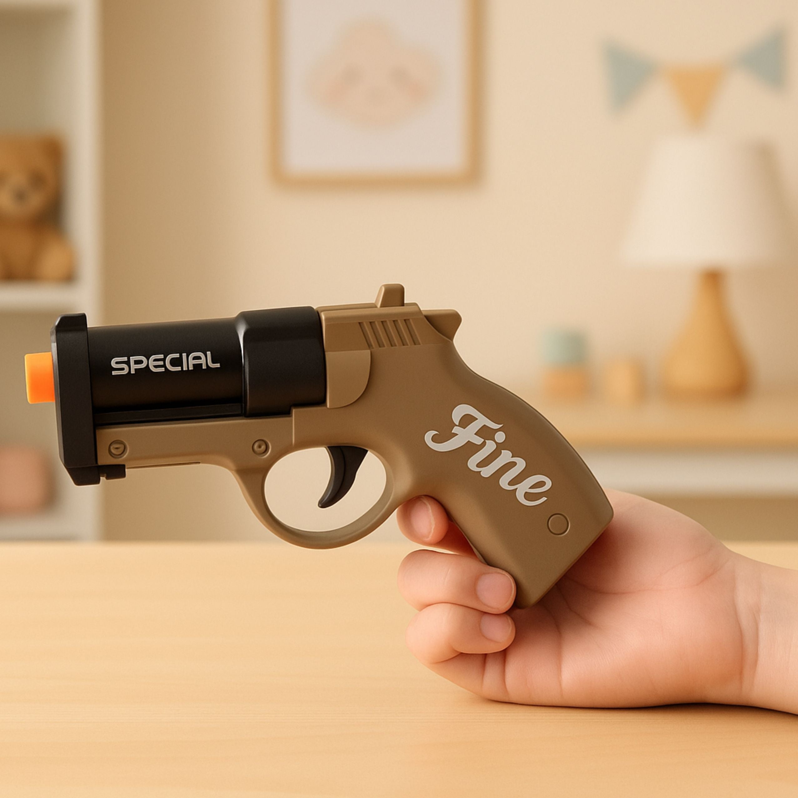Mini Pistol Weapon For Bullets And Shells Black And Brown 13.5 Cm