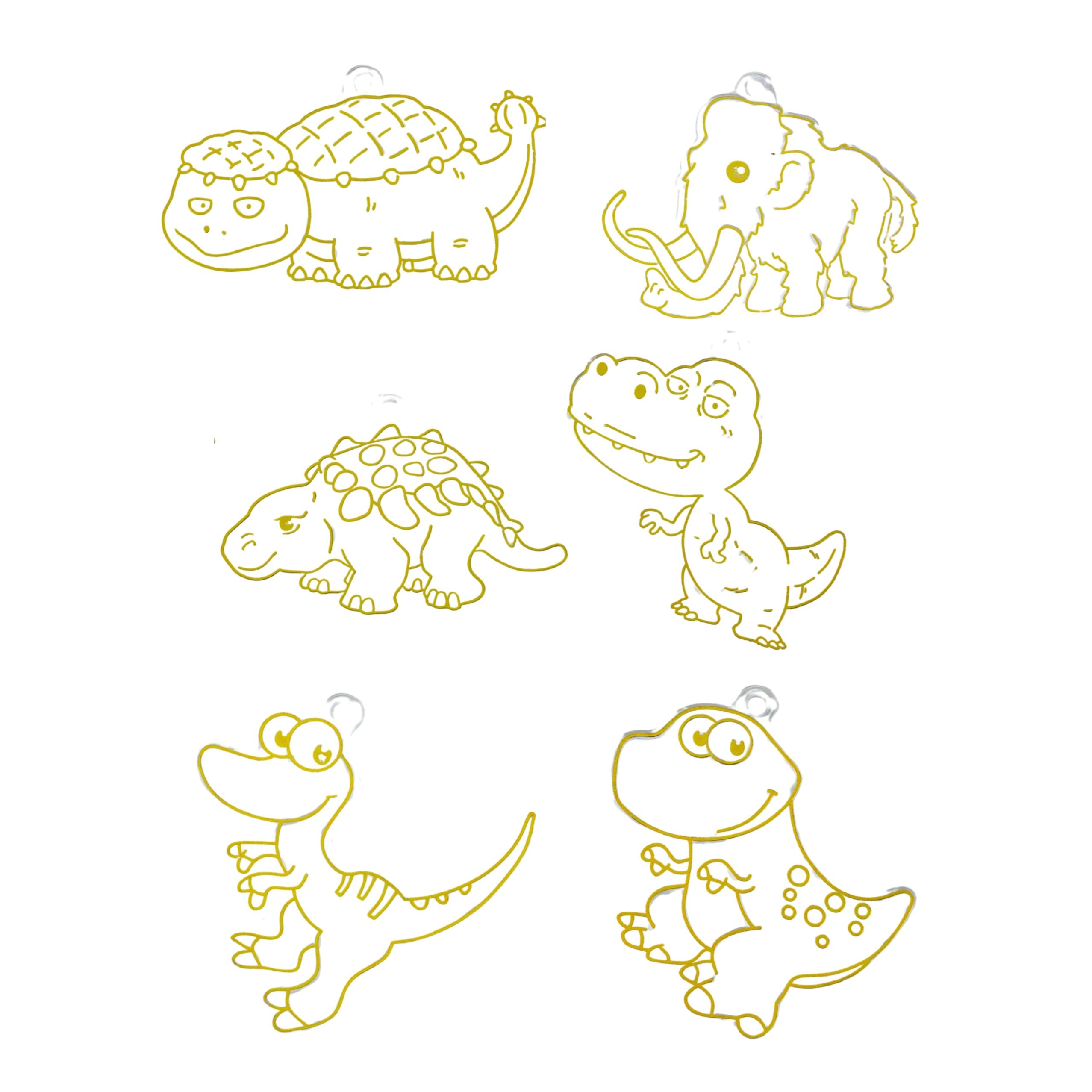 Diy Creative Set Stained Glass Keychains Dinosaurs Markers 6 Pcs.