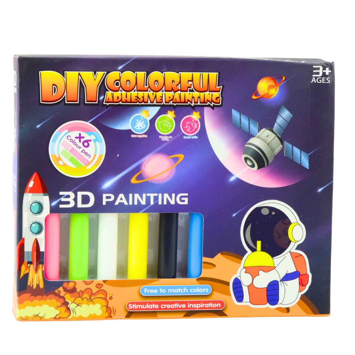 3d Diy Space Painting Set 6 Paints Pendants 12 Pcs.