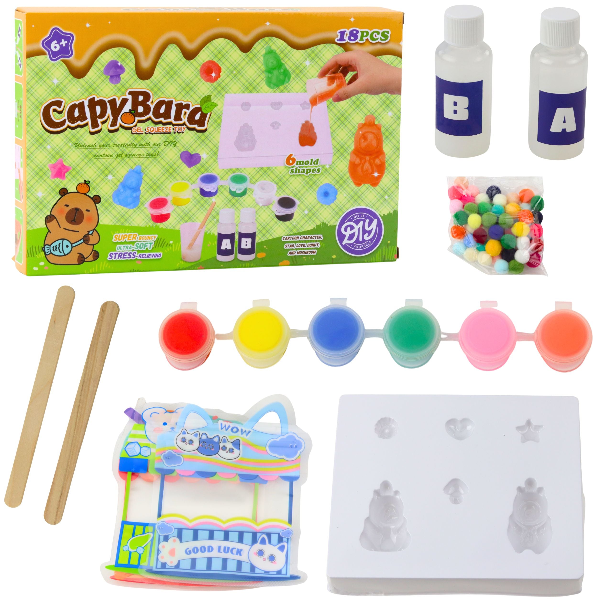 Creative Kit For Creating Diy Gel Figures Capybara 18 Pcs.