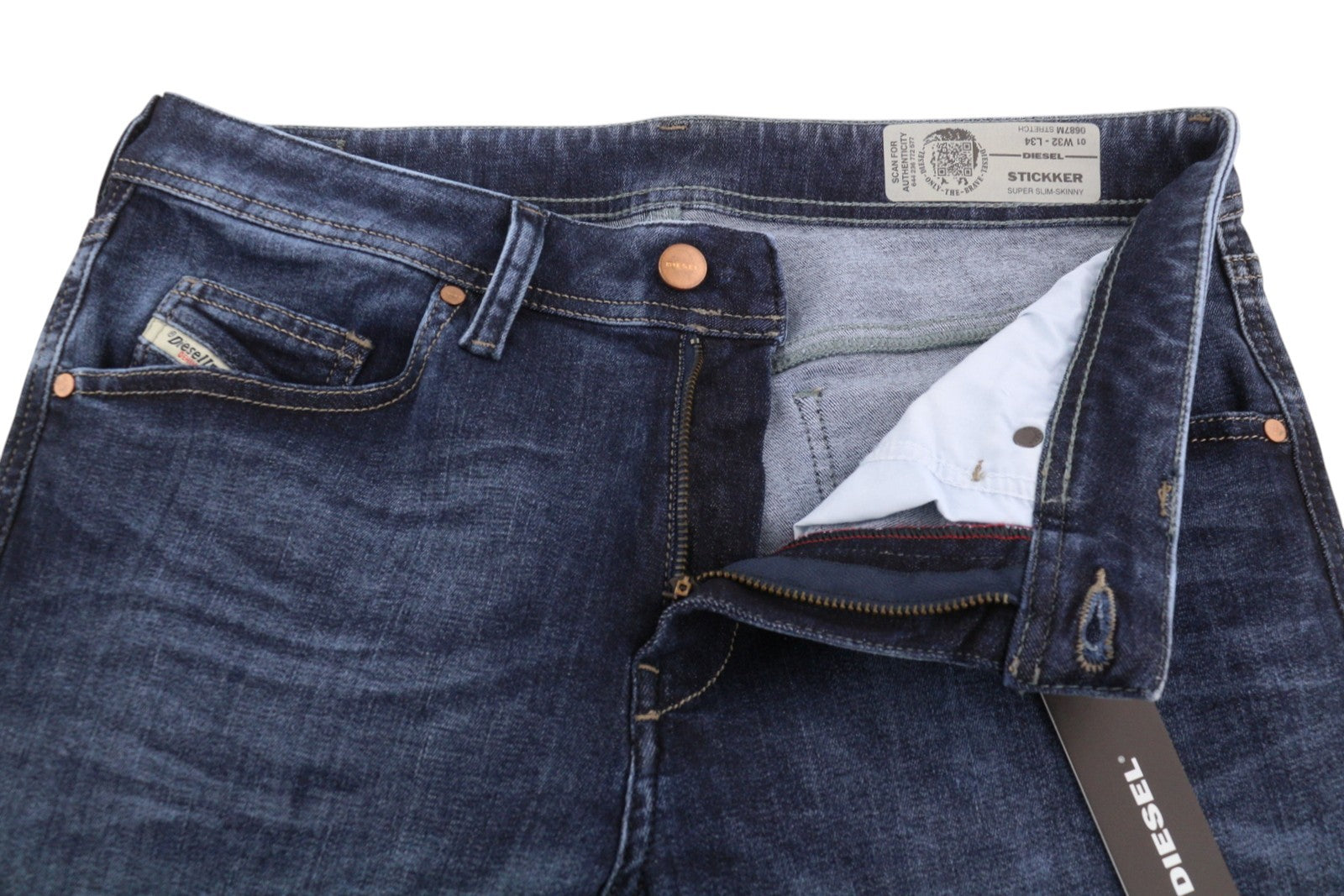 Diesel Stickker 0687m Masculino Jeansblue Bigodes Super Slim Skinny Stretch