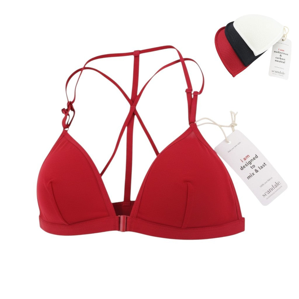 Scandale Le Triantán Ar ais Sonraigh Mná caol-dearg Mogall Gearrthóg Brafront +3 Pads