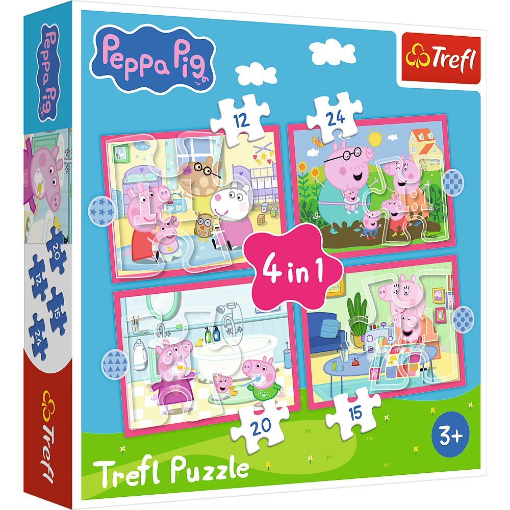 Puzzle 4 în 1 (12 15 20 24) – Peppa Loves Adventures – Trefl 34672
