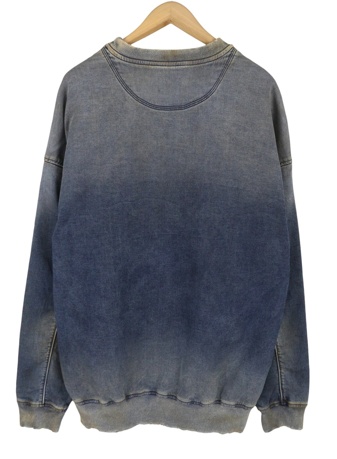 Diesel D-krib-ne Men Sweatshirtblue Faded Aged Look Distressed Rrp350