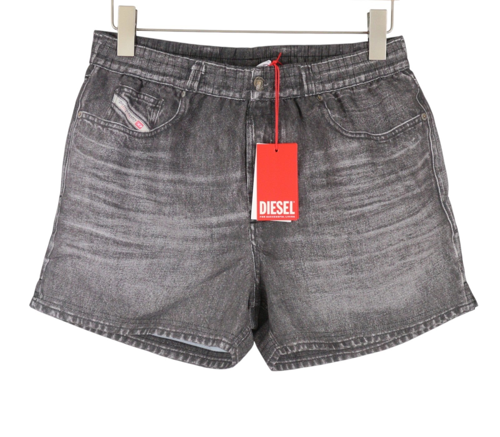 Diesel Bmbx-ken-37 Boxers Mænd Badetøj grå Denim Effekt Mesh Indvendig Rrp125