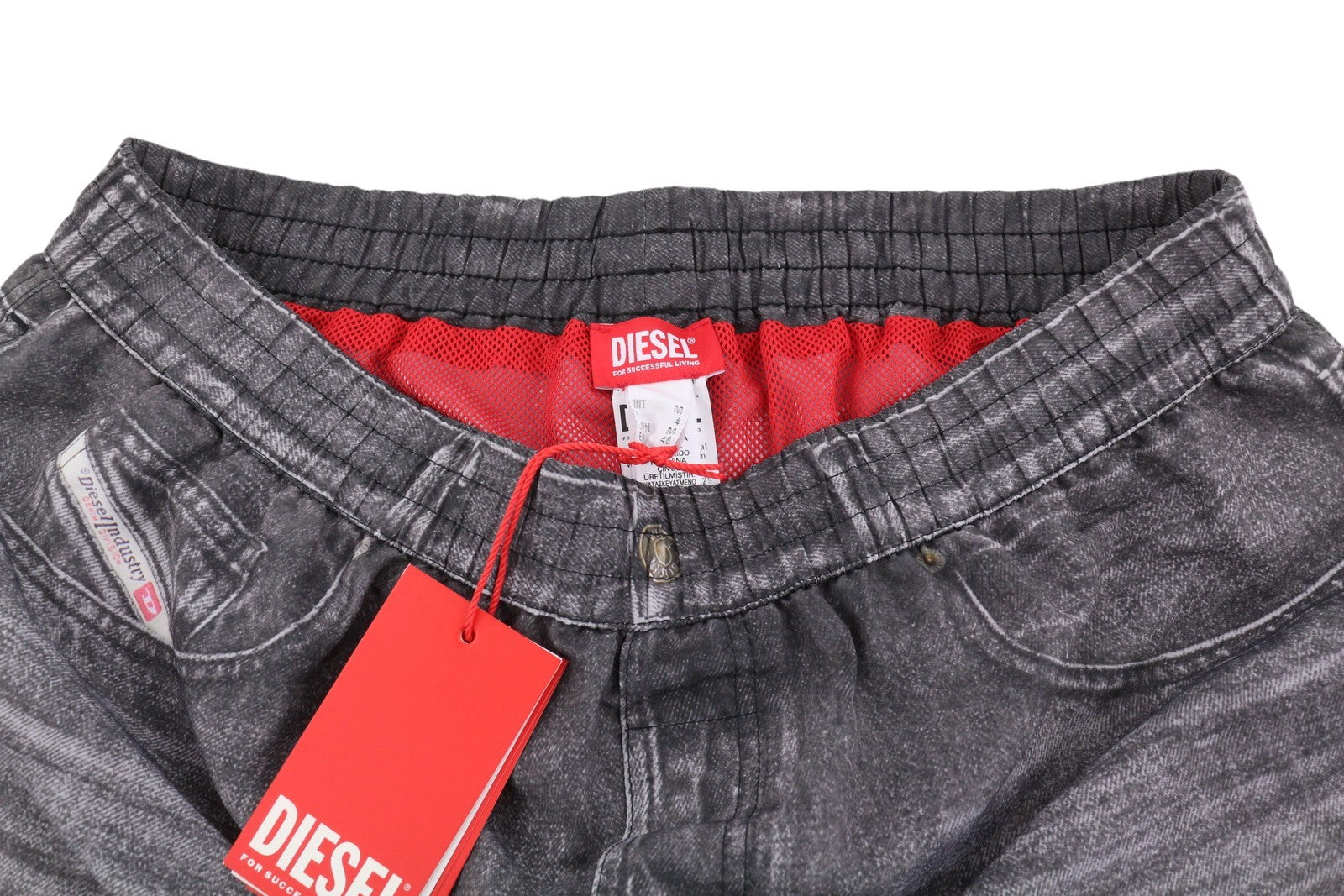 Diesel Bmbx-ken-37 Boxers Mænd Badetøj grå Denim Effekt Mesh Indvendig Rrp125