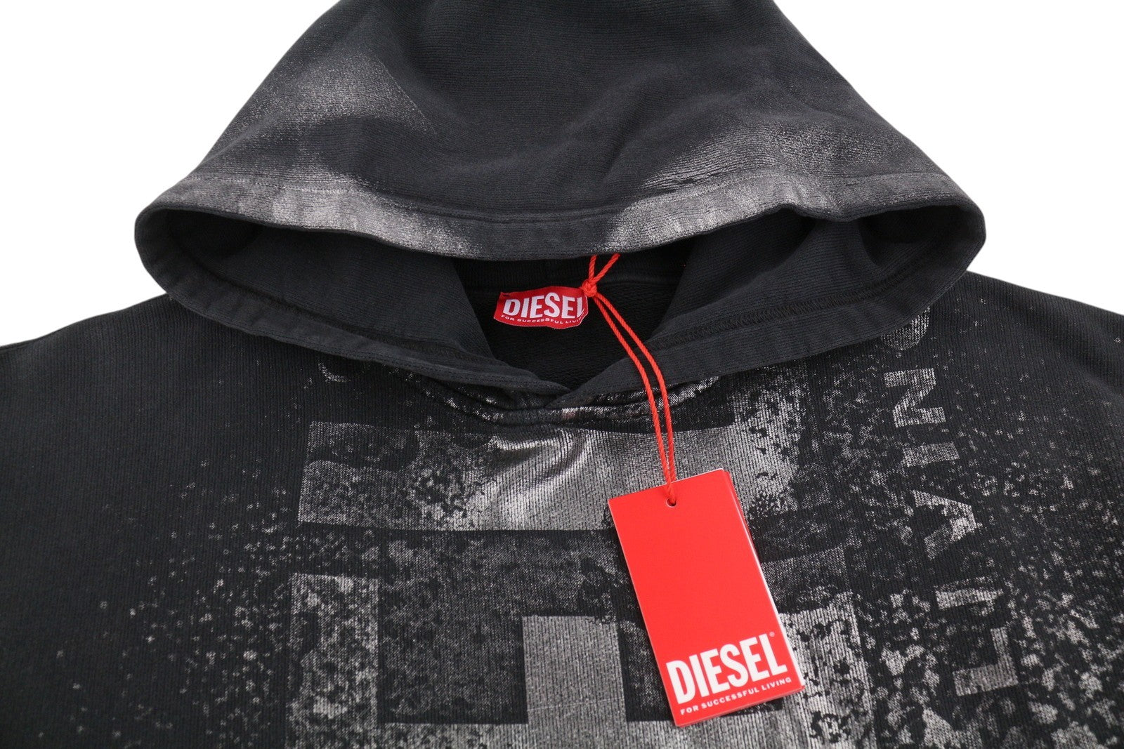 Diesel S-boxt-hood-q6 Herren Kapuzenpulloverschwarz Metallic Shiny Relaxed Fit RRP395