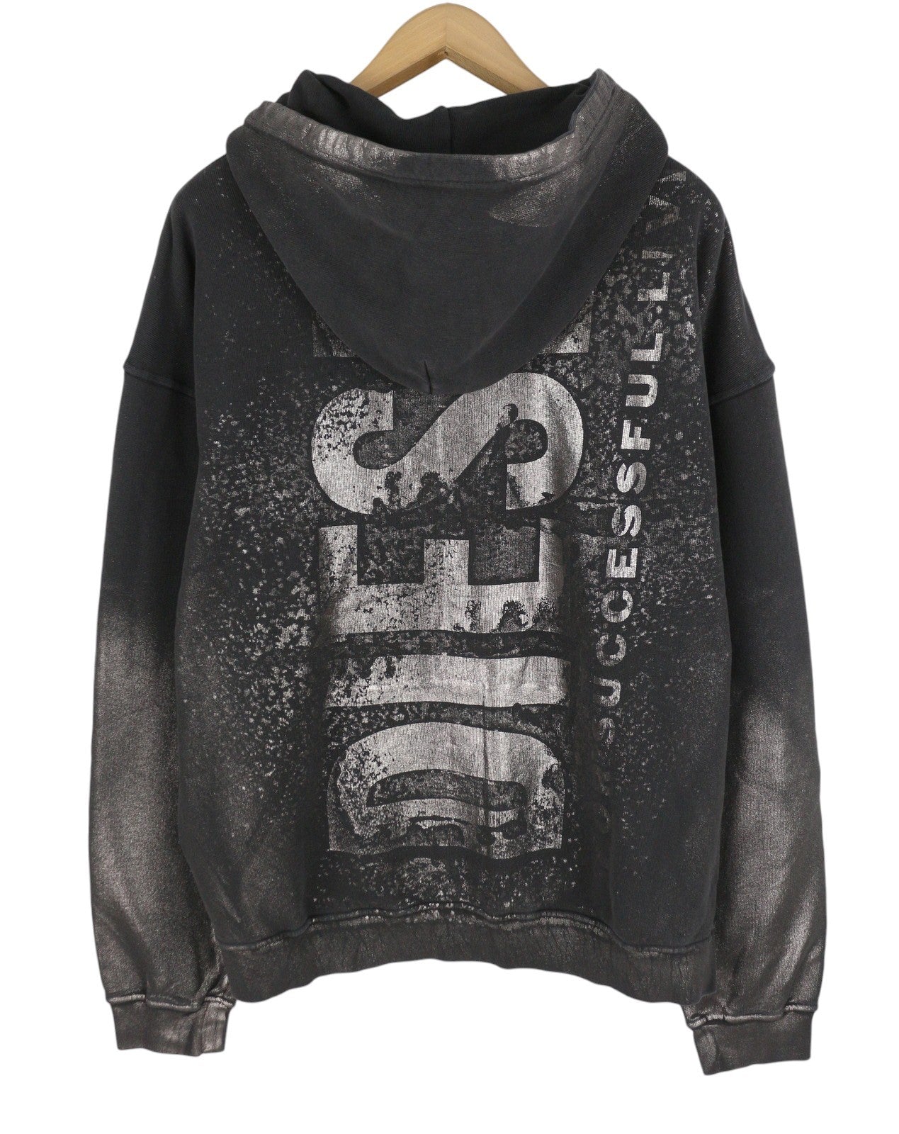 Diesel S-boxt-hood-q6 Hombre Sudadera Con Capuchanegro Metálico Brillante Corte Relajado Rrp395