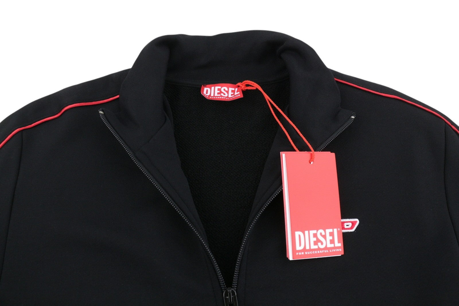 Pánská mikina Diesel S-lock-d Černá Vysoký Neck Zip Track Top Rrp195
