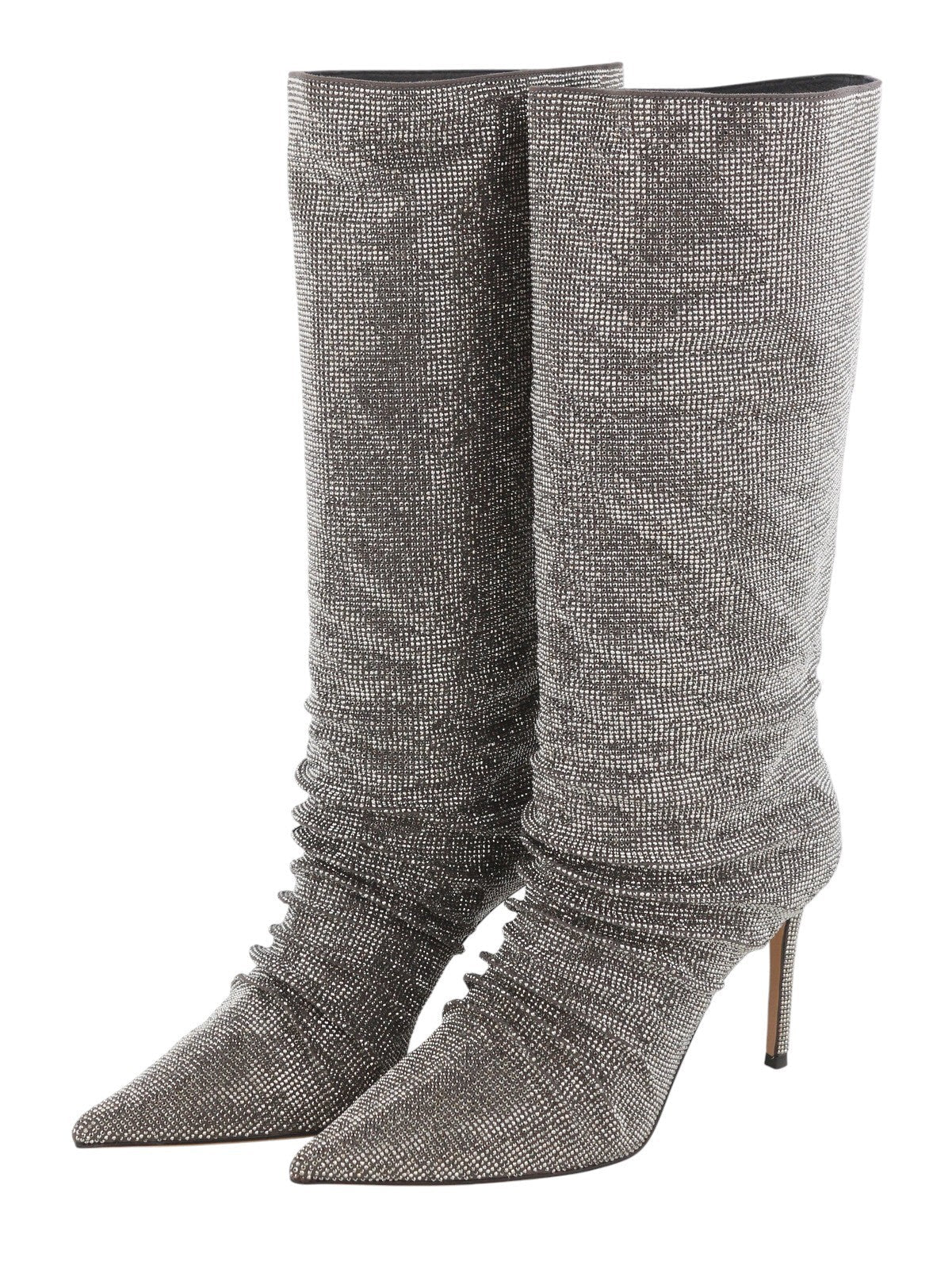 Lola Cruz Lievin Mná sála Eu40 Leathar Liath Glitter Shiny Crinkled Rrp425