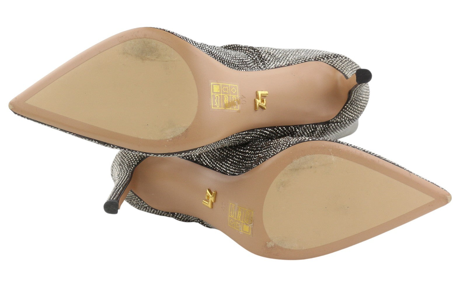 Lola Cruz Lievin dames hakken Eu40 grijs leer glitter glanzend gekreukeld Rrp425