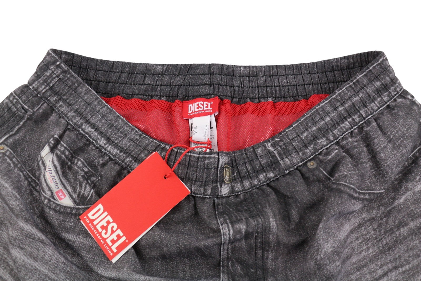Diesel Bmbx-ken-37 Boxers Mænd Badetøj grå Denim Effekt Mesh Indvendig Rrp125