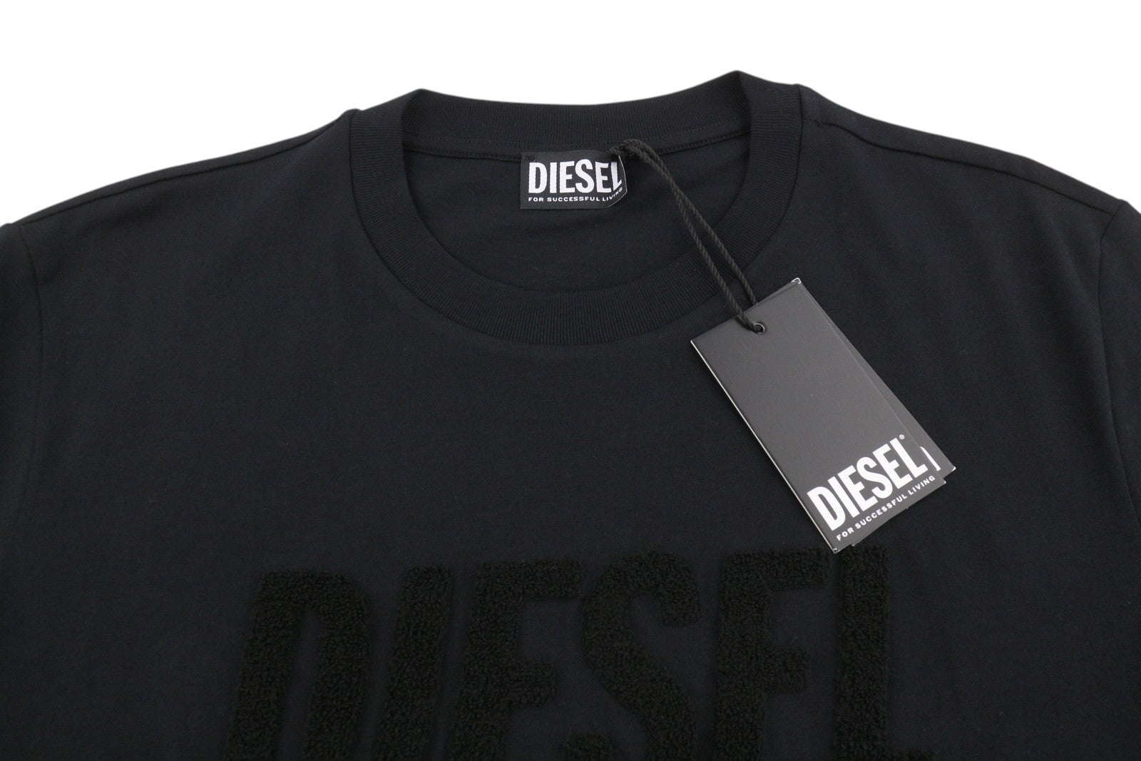 Diesel T-diegor-big-crew Men T-shirtblack Fluffy Logo Crew Neck Short Sleeve