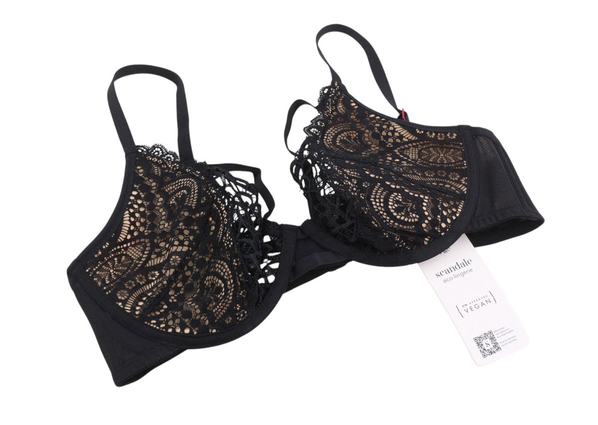 Scandale Plunge In Glamour Lása-wired mBan Brablack Guipure Lásaí