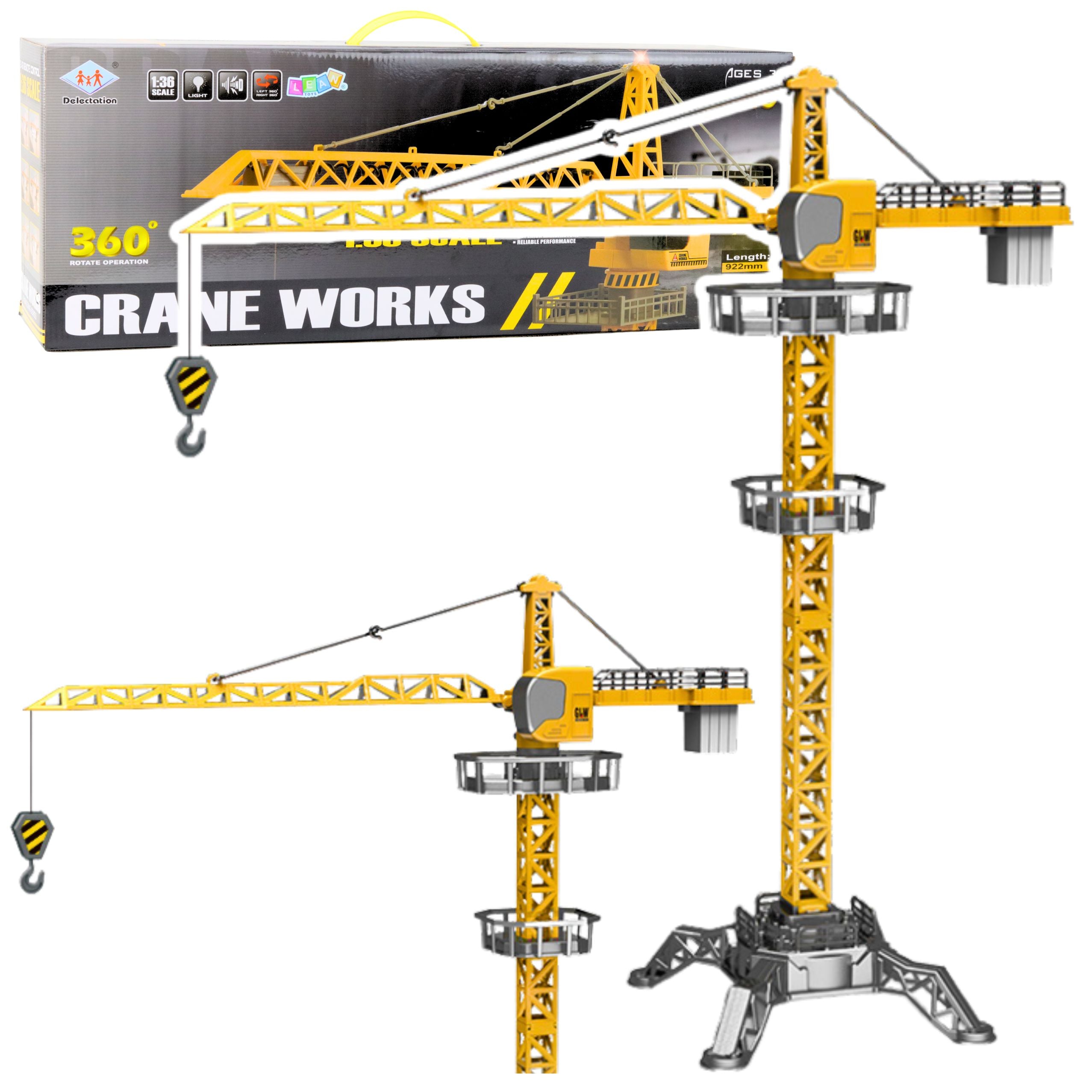 Remote Controlled Crane Rc Led Lights 360° Rotation 1:36 120 Cm