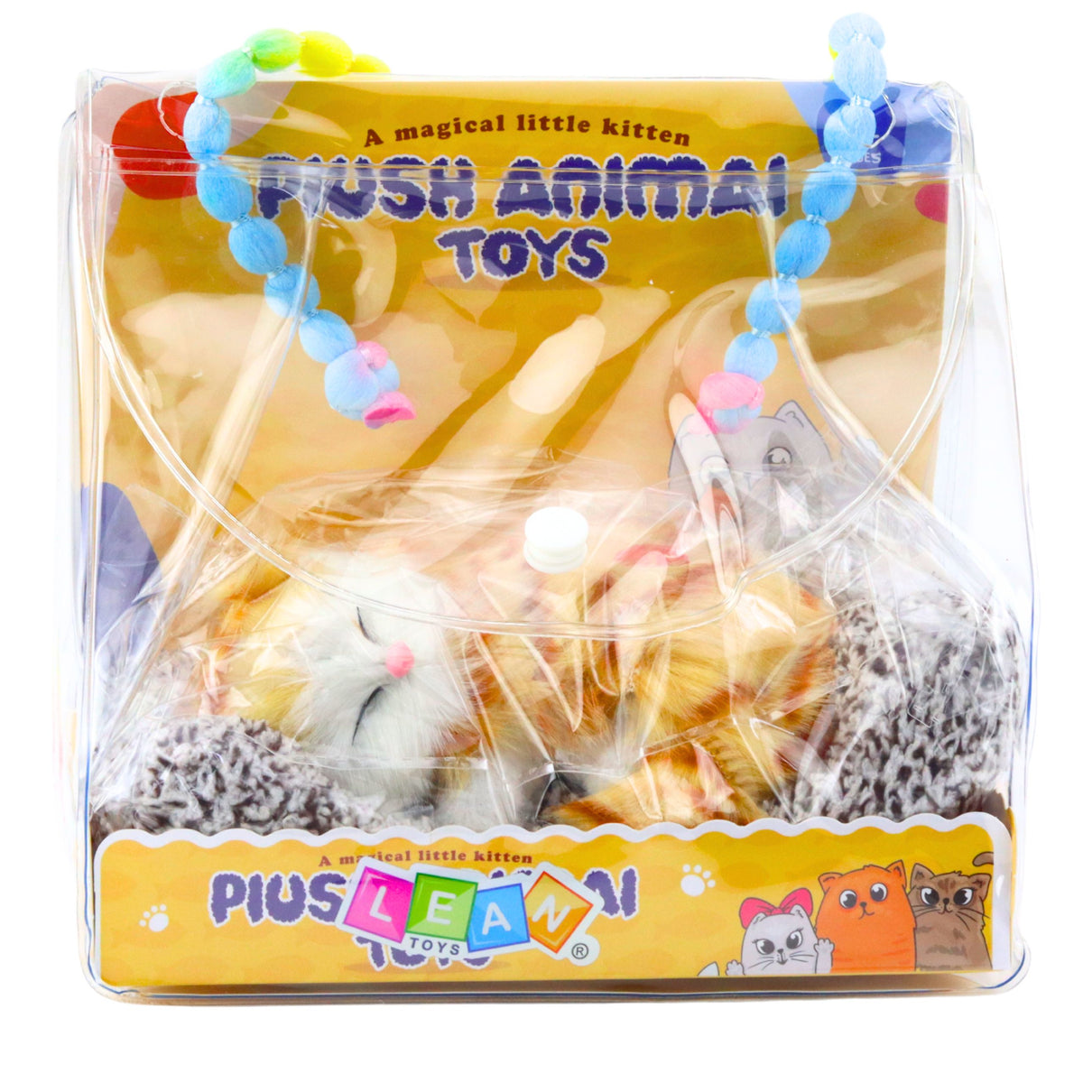 Sleeping Ginger Cat On A Pillow Figurine With Fur Bag Sounds