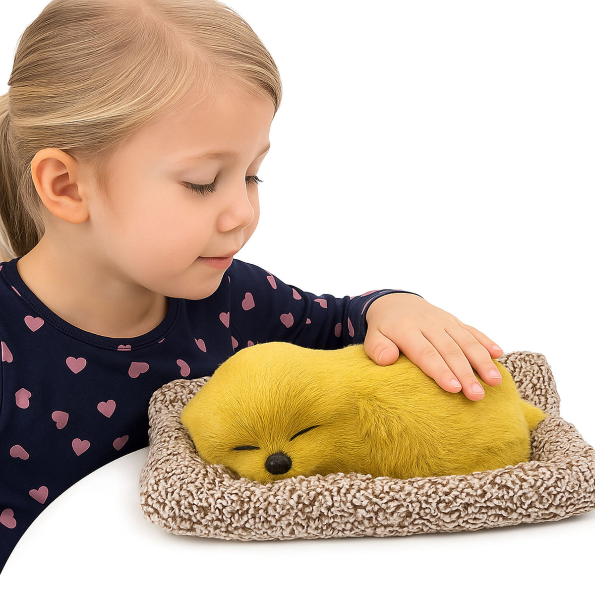 Sleeping Labrador On A Pillow Figurine With Fur Transparent Bag Sounds