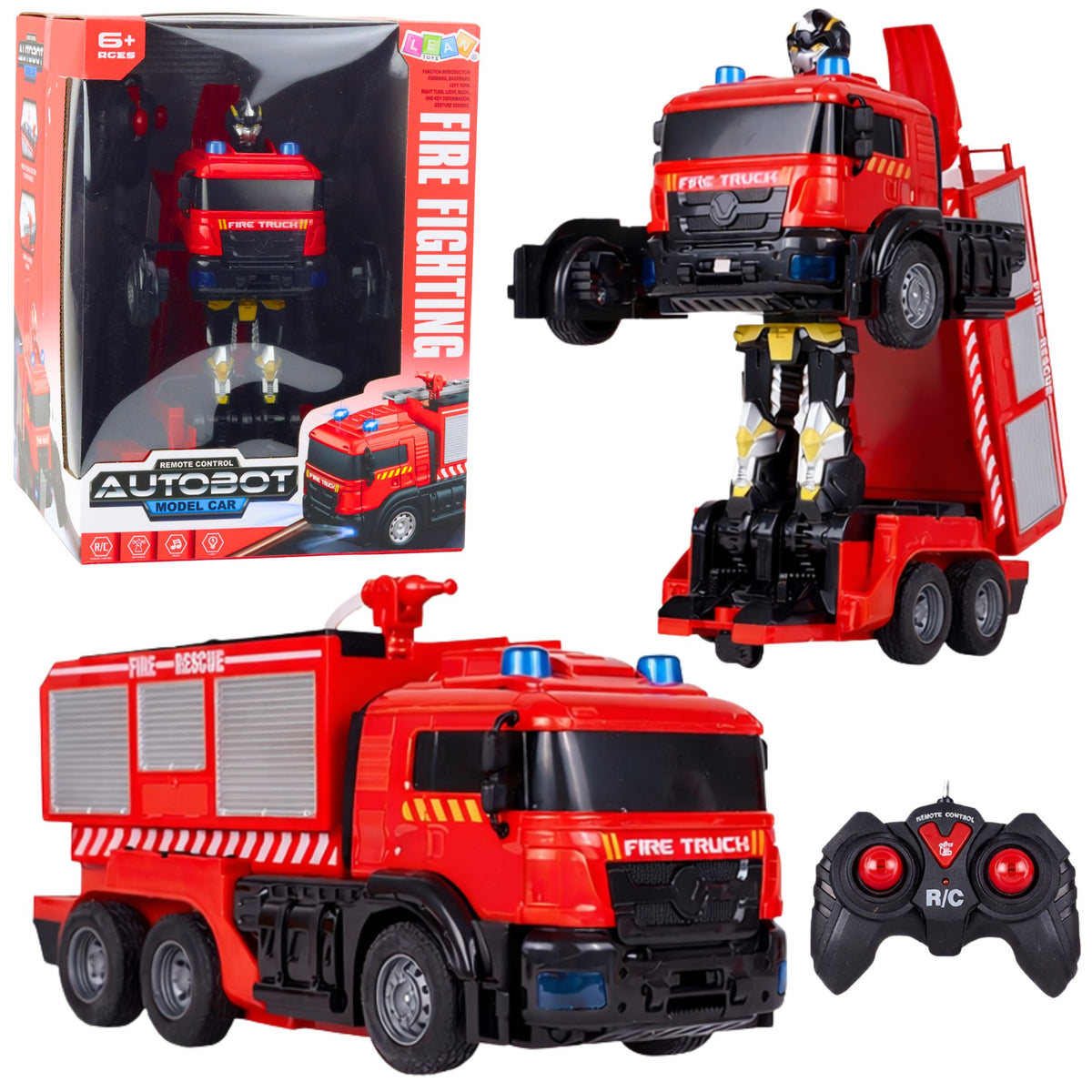 Firefighter Robot Car 2 In 1 Remote Controlled Rc Lights Sounds Water