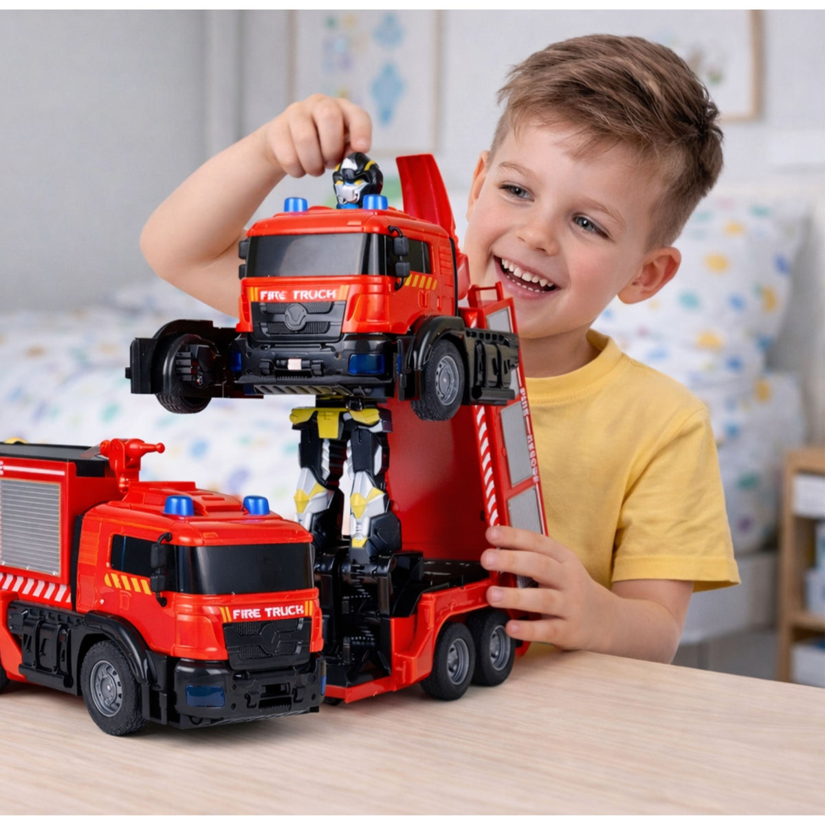 Firefighter Robot Car 2 In 1 Remote Controlled Rc Lights Sounds Water