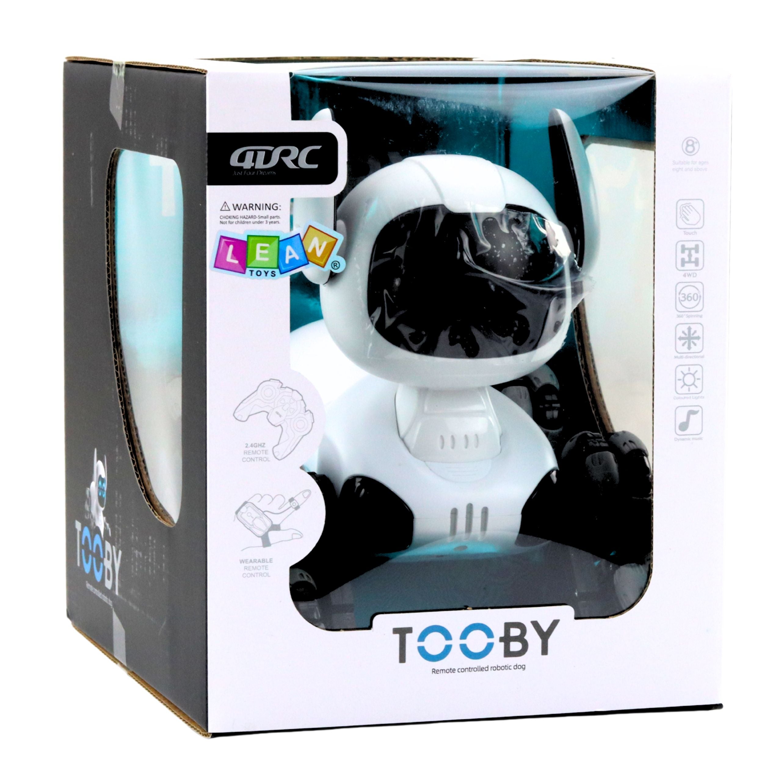 Tooby Robot Dog Remote Controlled Rc 360° Lights Sounds Black And White