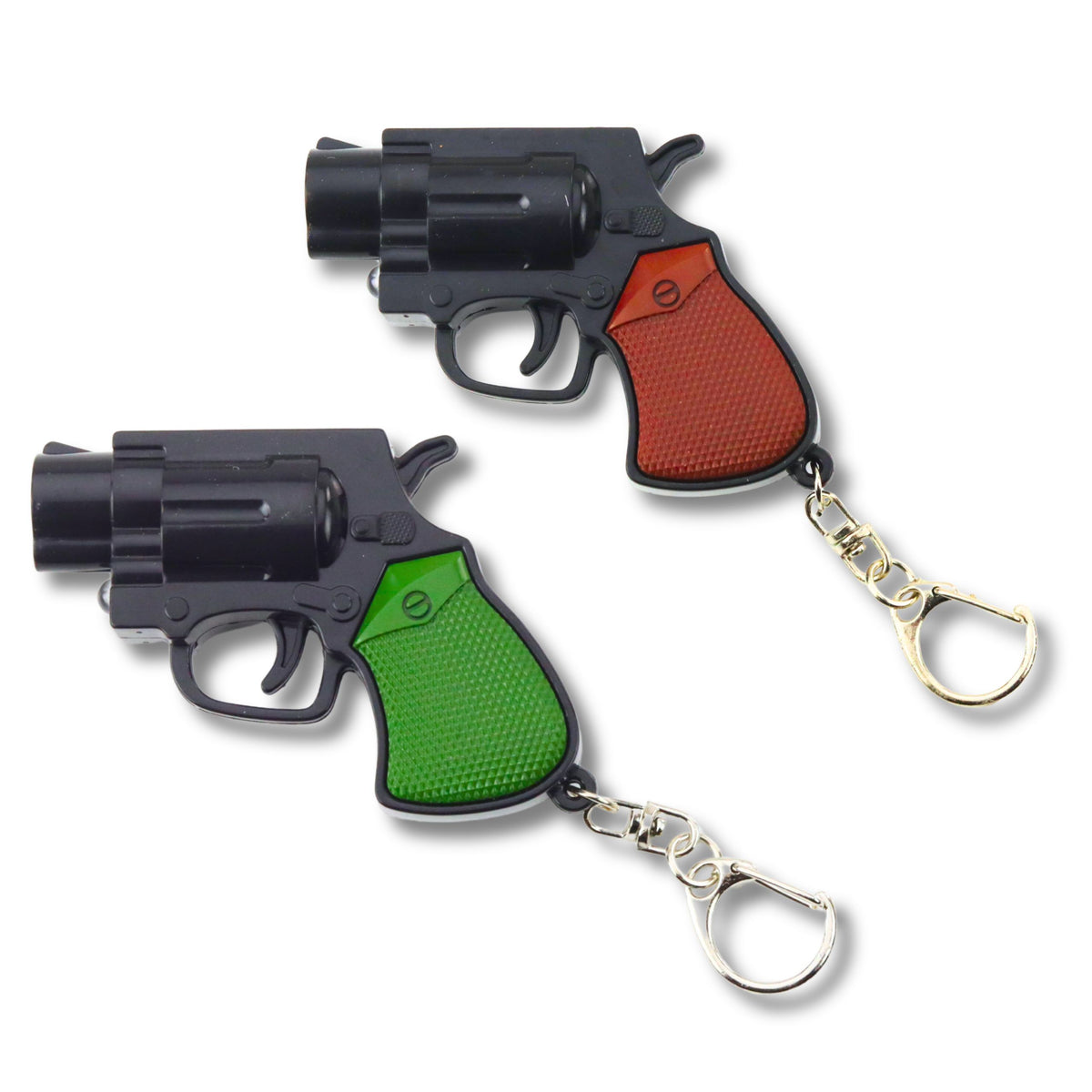 Mini pistolet Revolver porte-clés Gadget lumière LED Laser 6,5 Cm